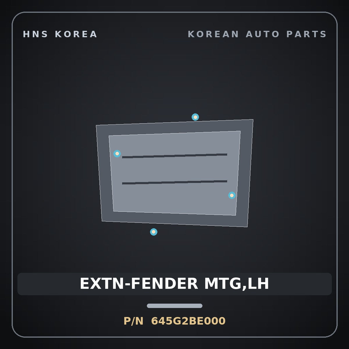Genuine Mobis EXTN-FENDER MTG,LH 645G2BE000 for Kona 2023 HNS Parts Korea