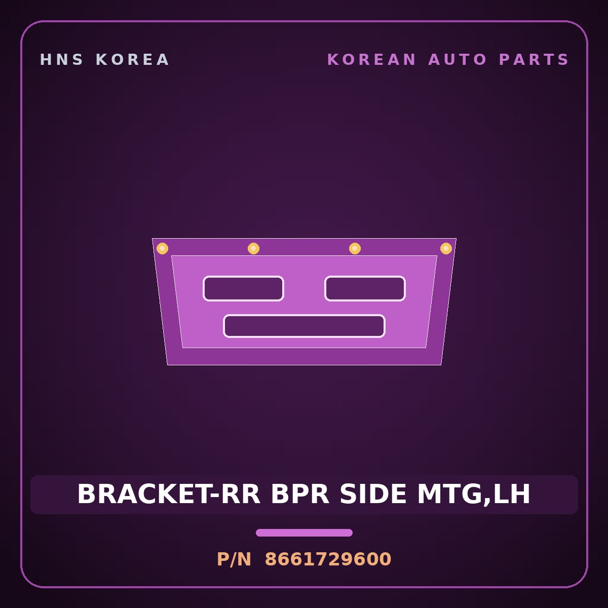 Genuine Mobis BRACKET-RR BPR SIDE MTG,LH 8661729600 for Elantra 1996 HNS Parts Korea