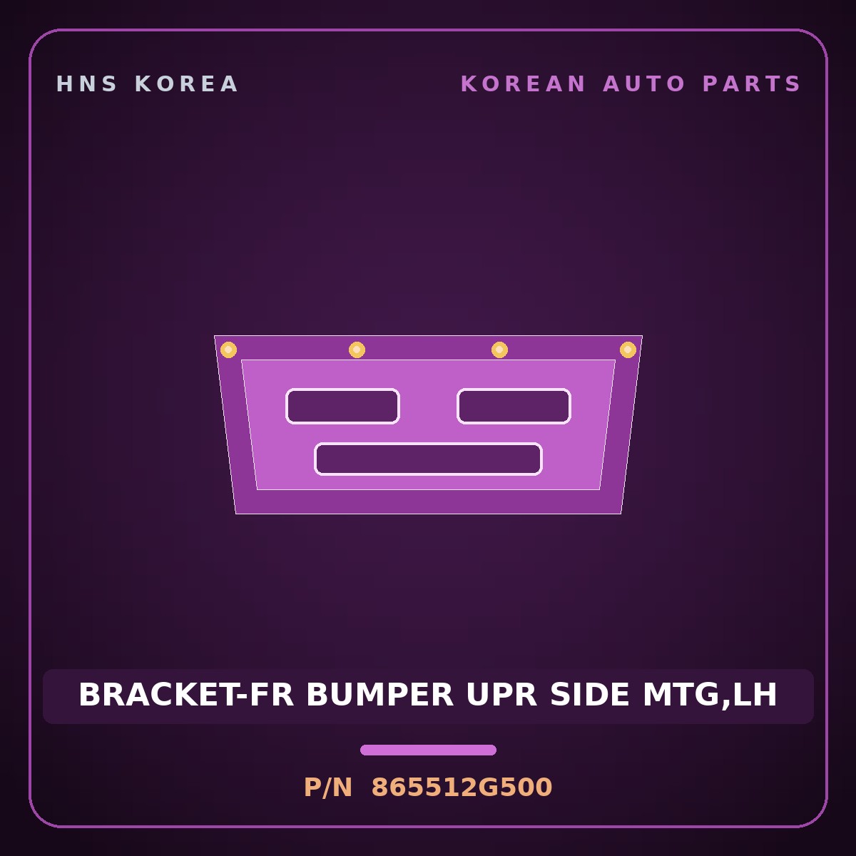 Genuine Mobis BRACKET-FR BUMPER UPR SIDE MTG,LH 865512G500 for Lotze 2009 HNS Parts Korea