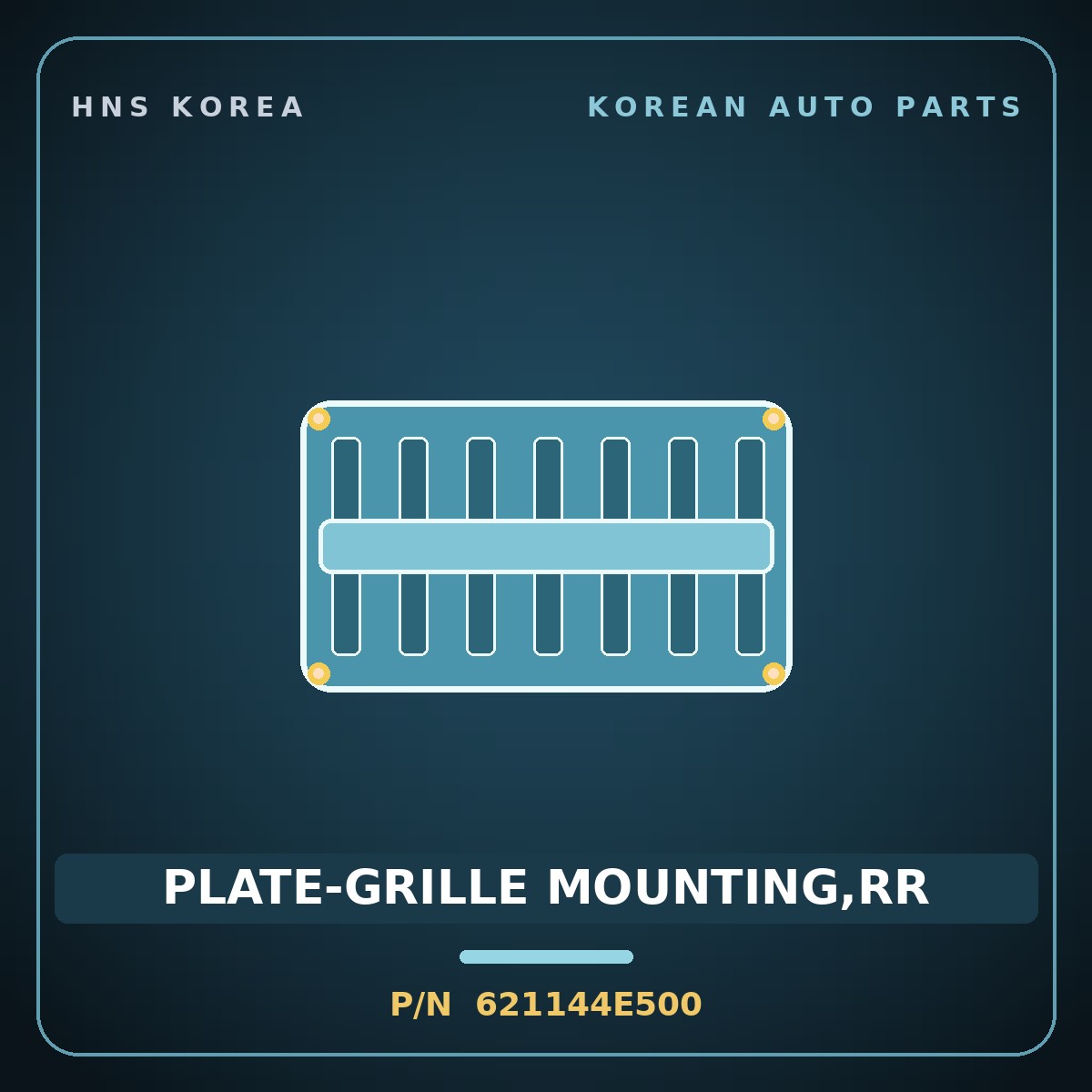Genuine Mobis PLATE-GRILLE MOUNTING,RR 621144E500 for Bongo 2004 HNS Parts Korea