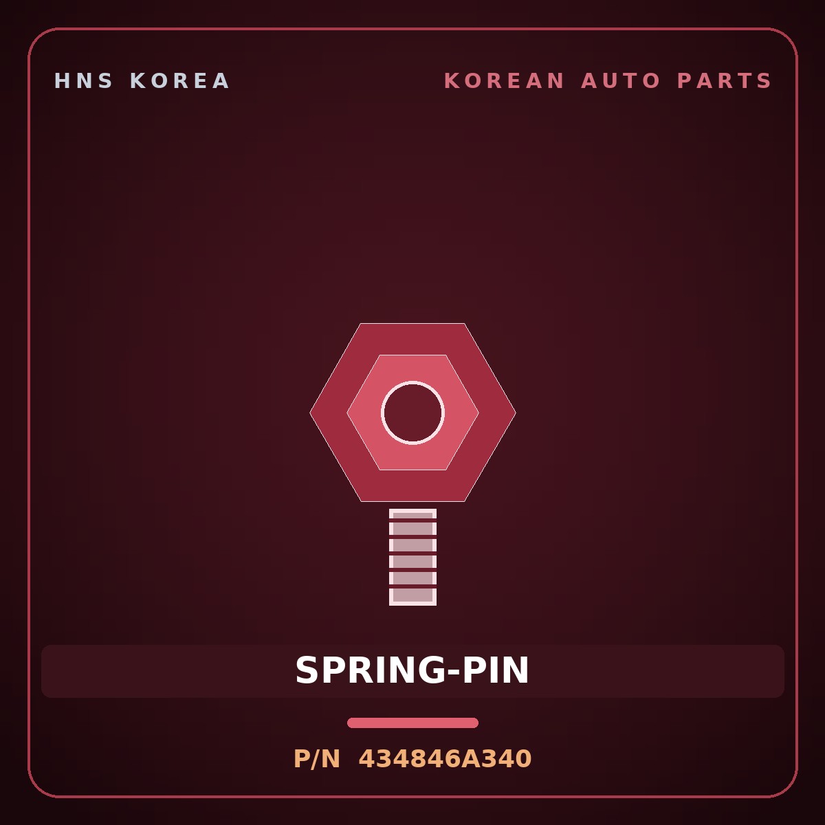 Genuine Mobis SPRING-PIN 434846A340 for 5-Ton Truck 1997 HNS Parts Korea