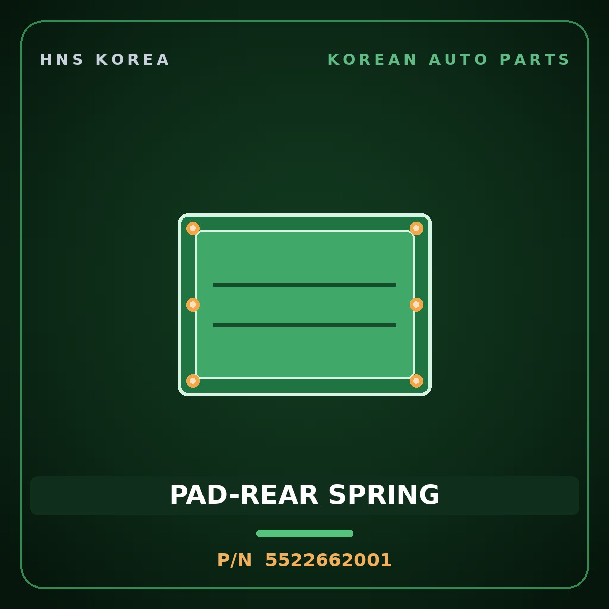 Genuine Mobis PAD-REAR SPRING 5522662001 for 5-Ton Truck 1997 HNS Parts Korea