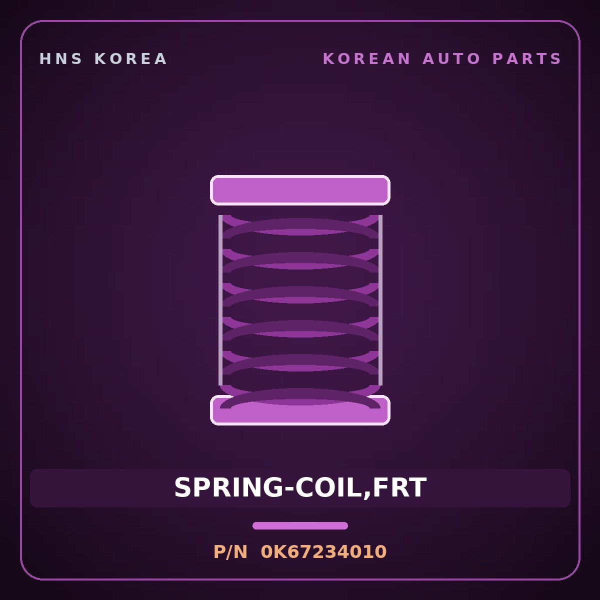 Genuine Mobis SPRING-COIL,FRT 0K67234010 for Ceres 1996 HNS Parts Korea