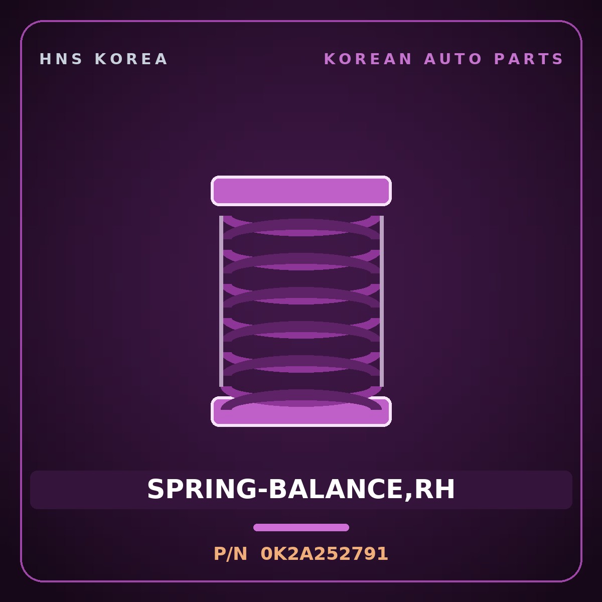Genuine Mobis SPRING-BALANCE,RH 0K2A252791 for Cerato 1997 HNS Parts Korea