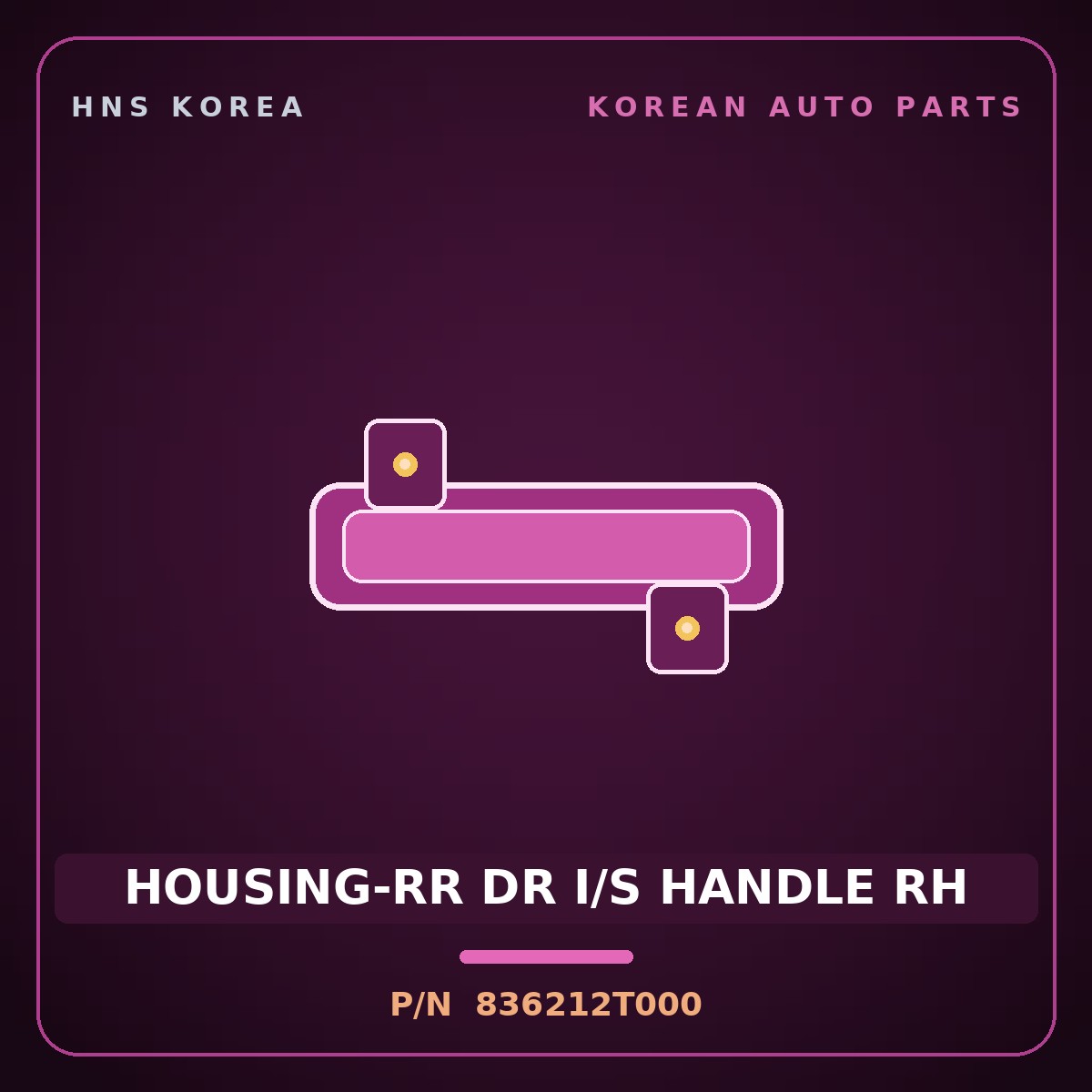 Genuine Mobis HOUSING-RR DR I/S HANDLE RH 836212T000 for K5 2011 HNS Parts Korea