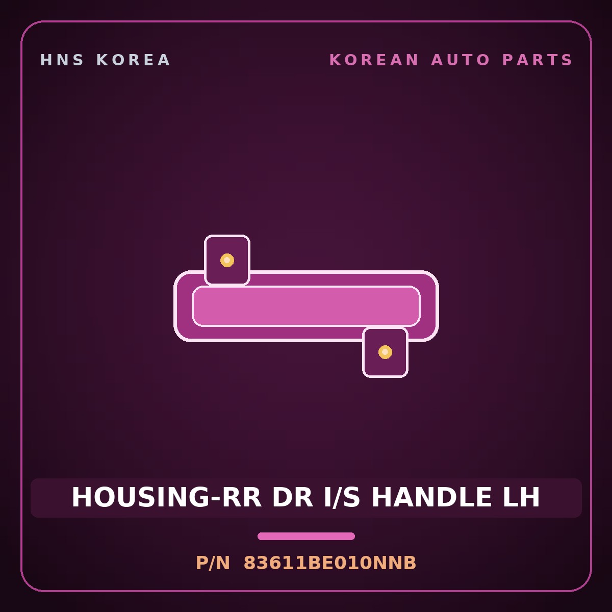 Genuine Mobis HOUSING-RR DR I/S HANDLE LH 83611BE010NNB for Kona 2023 HNS Parts Korea