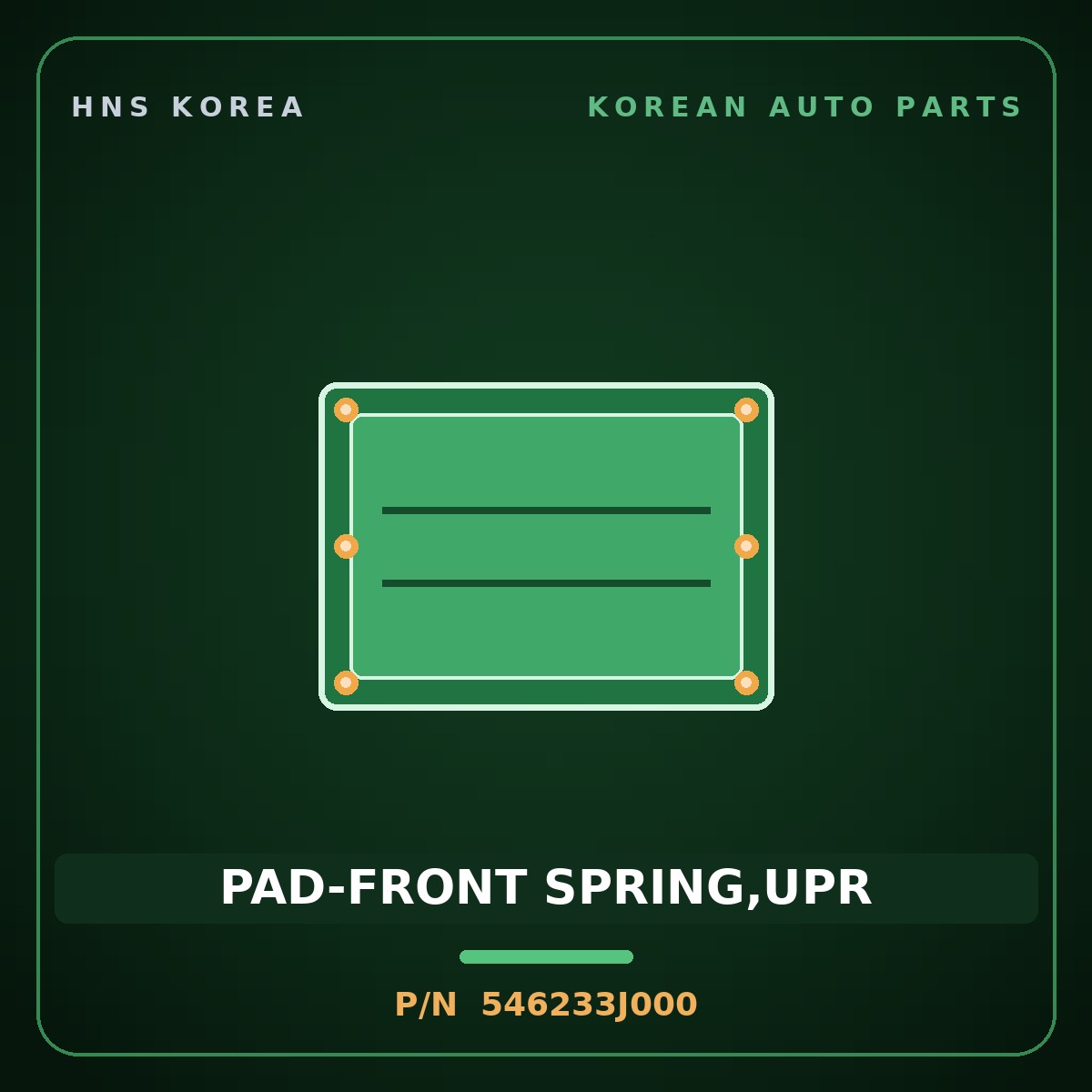 Genuine Mobis PAD-FRONT SPRING,UPR 546233J000 for Santa Fe 2006 HNS Parts Korea