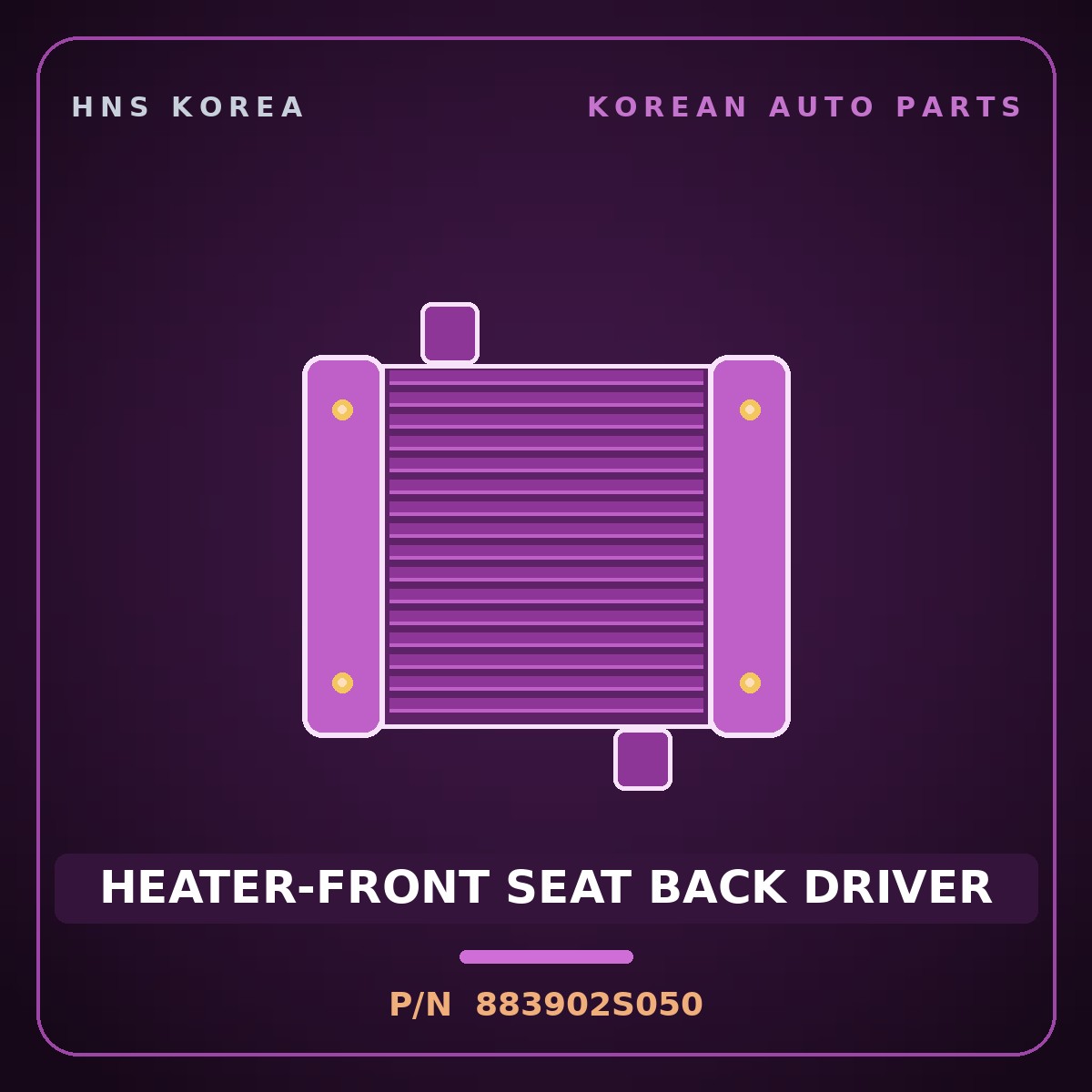 Genuine Mobis HEATER-FRONT SEAT BACK DRIVER 883902S050 for Tucson 2010 HNS Parts Korea