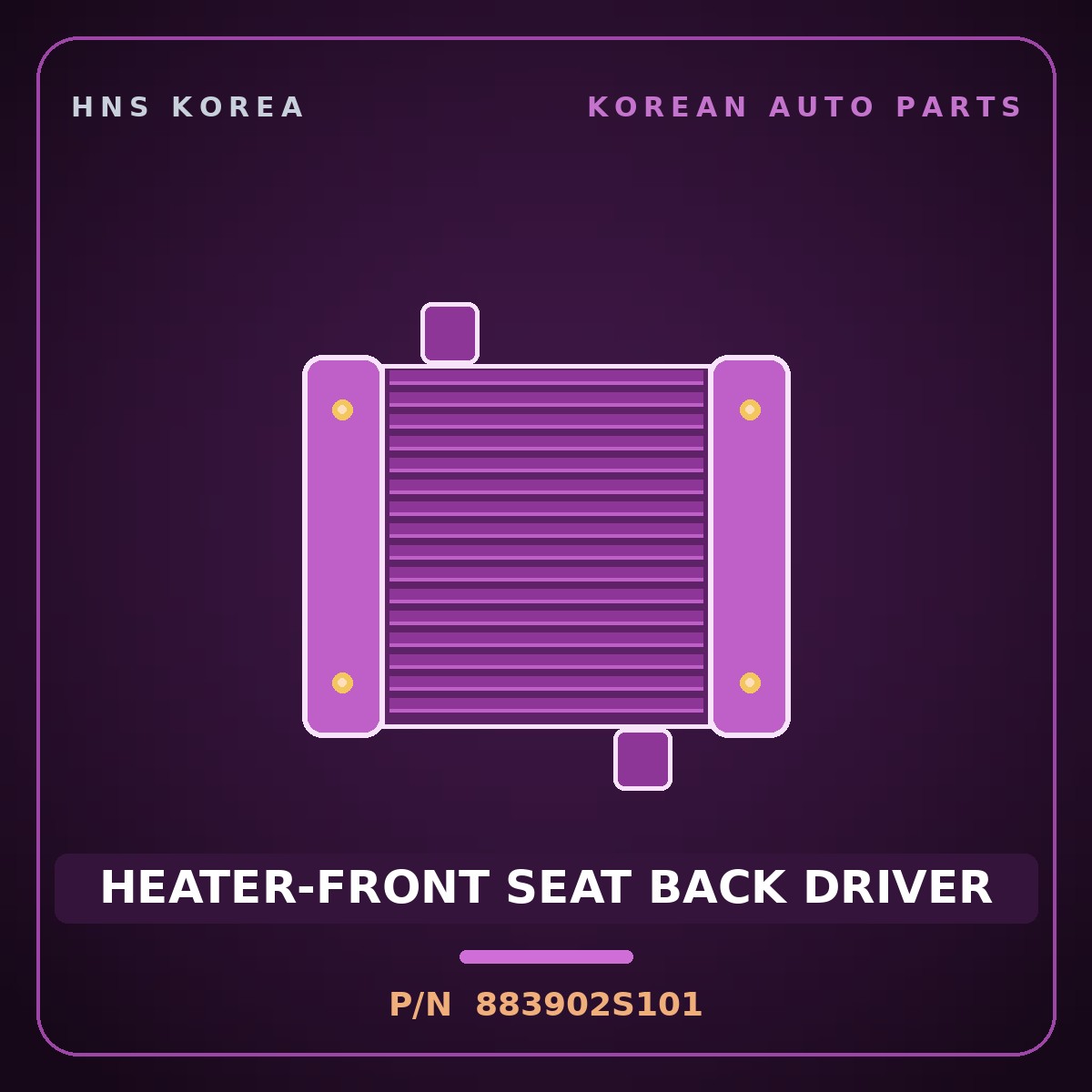 Genuine Mobis HEATER-FRONT SEAT BACK DRIVER 883902S101 for Tucson 2010 HNS Parts Korea