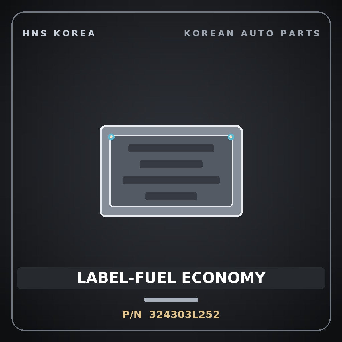Genuine Mobis LABEL-FUEL ECONOMY 324303L252 for K9 2018 HNS Parts Korea