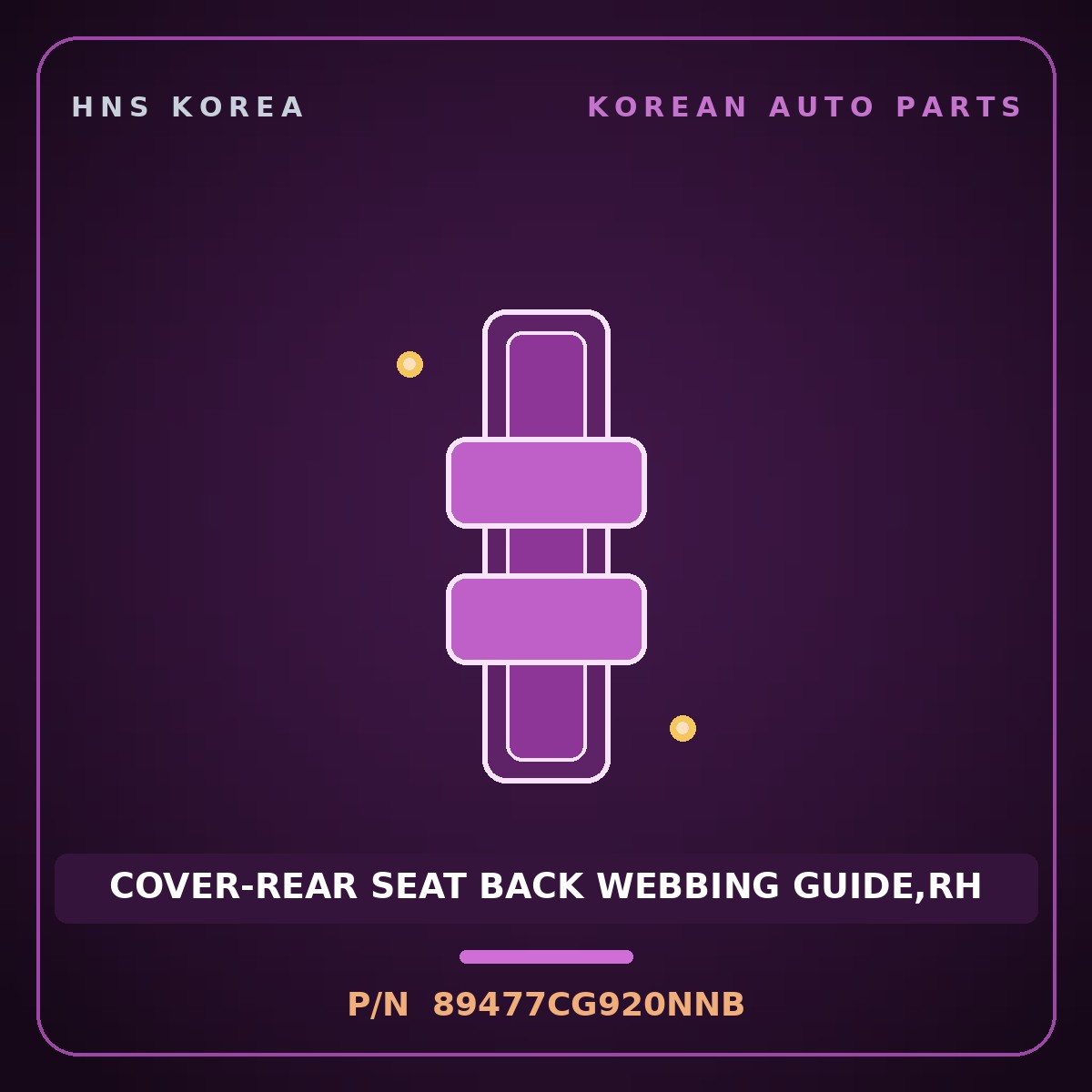 Genuine Mobis COVER-REAR SEAT BACK WEBBING GUIDE,RH 89477CG920NNB for Staria 2021 HNS Parts Korea
