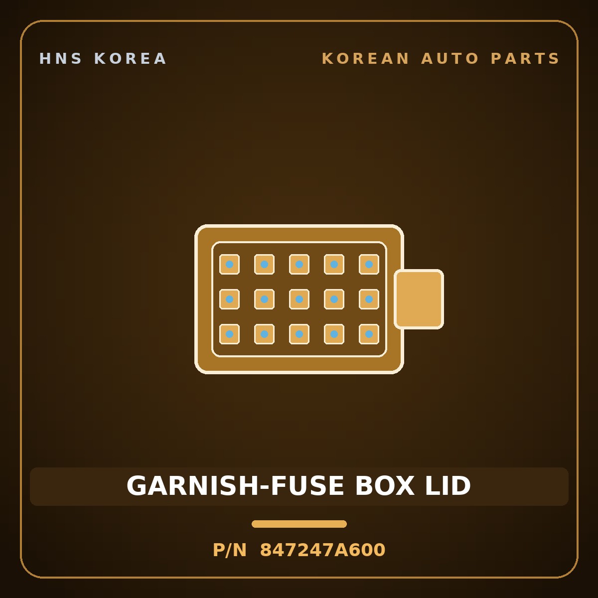 Genuine Mobis GARNISH-FUSE BOX LID 847247A600 for 11-Ton Truck 2000 HNS Parts Korea