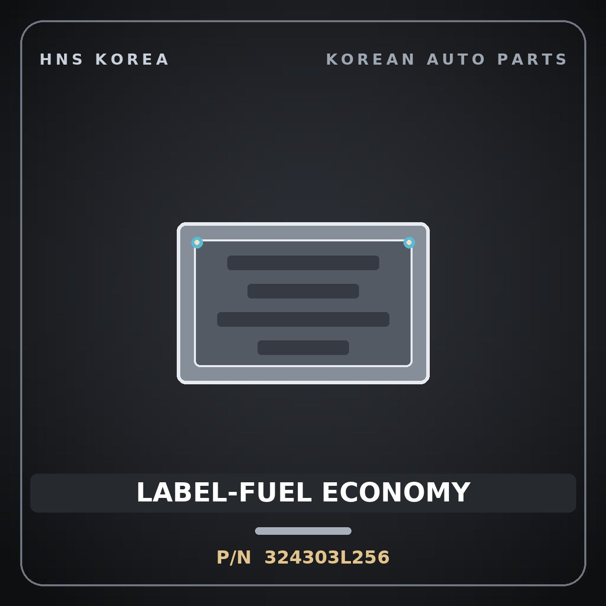 Genuine Mobis LABEL-FUEL ECONOMY 324303L256 for K9 2018 HNS Parts Korea