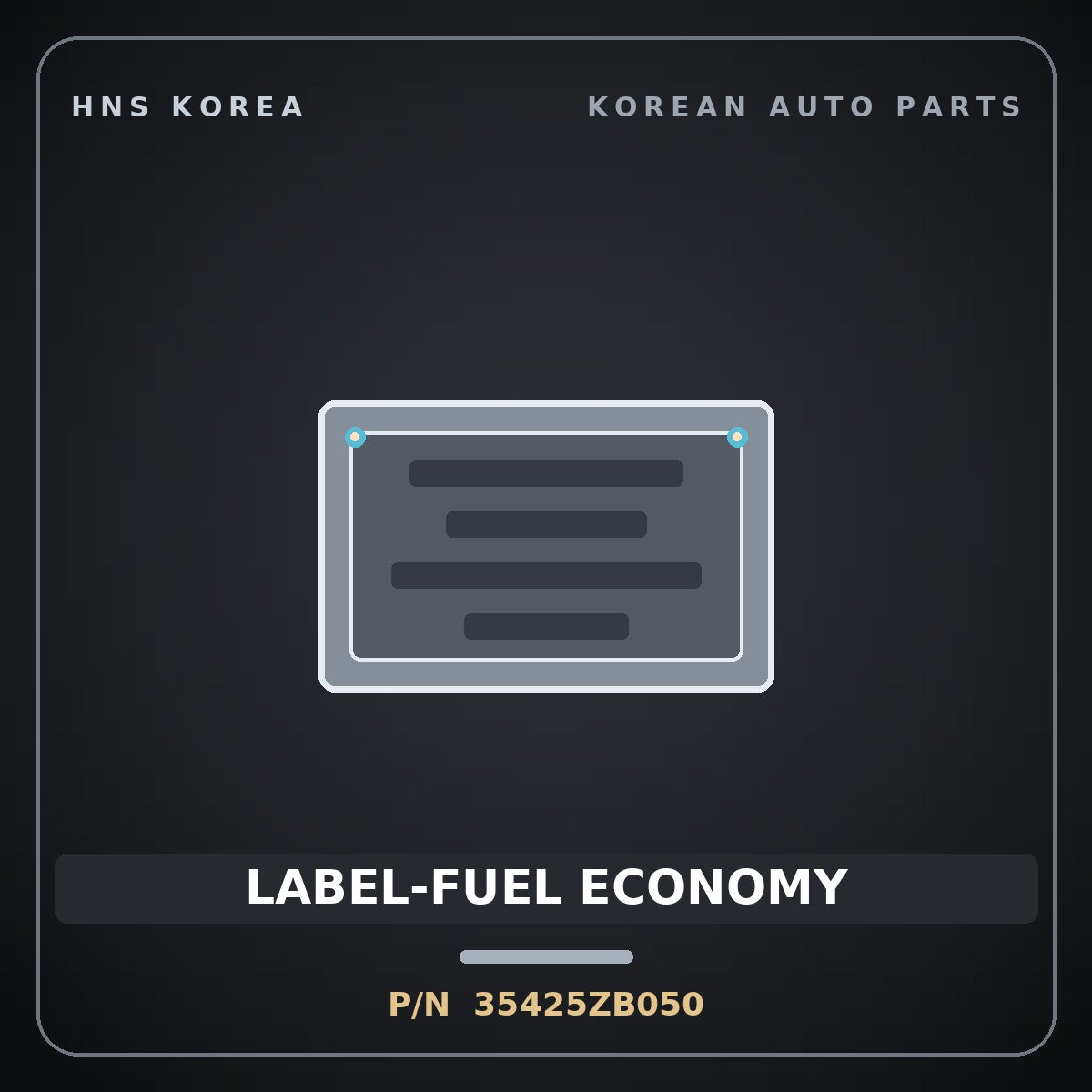 Genuine Mobis LABEL-FUEL ECONOMY 35425ZB050 for Grand Starex 2015 HNS Parts Korea