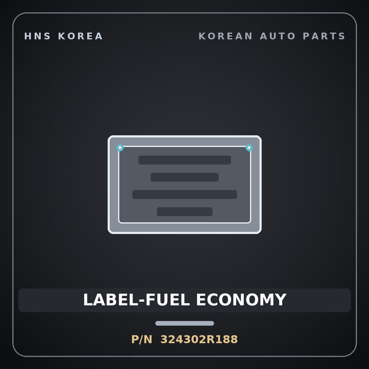 Genuine Mobis LABEL-FUEL ECONOMY 324302R188 for Sportage 2022 HNS Parts Korea