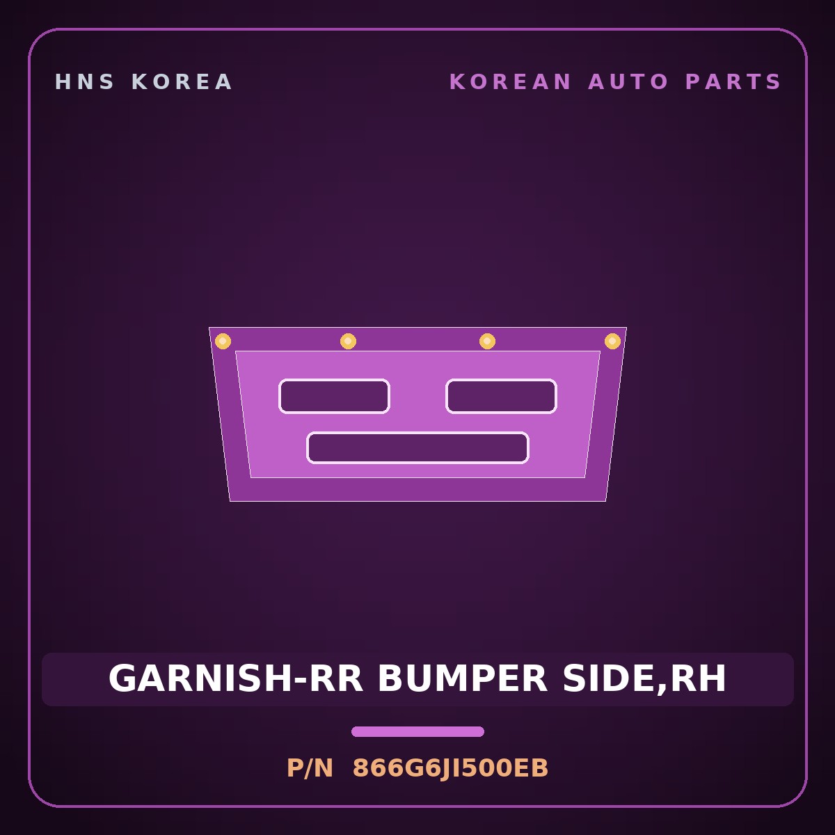 Genuine Mobis GARNISH-RR BUMPER SIDE,RH 866G6JI500EB for G80 2025 HNS Parts Korea