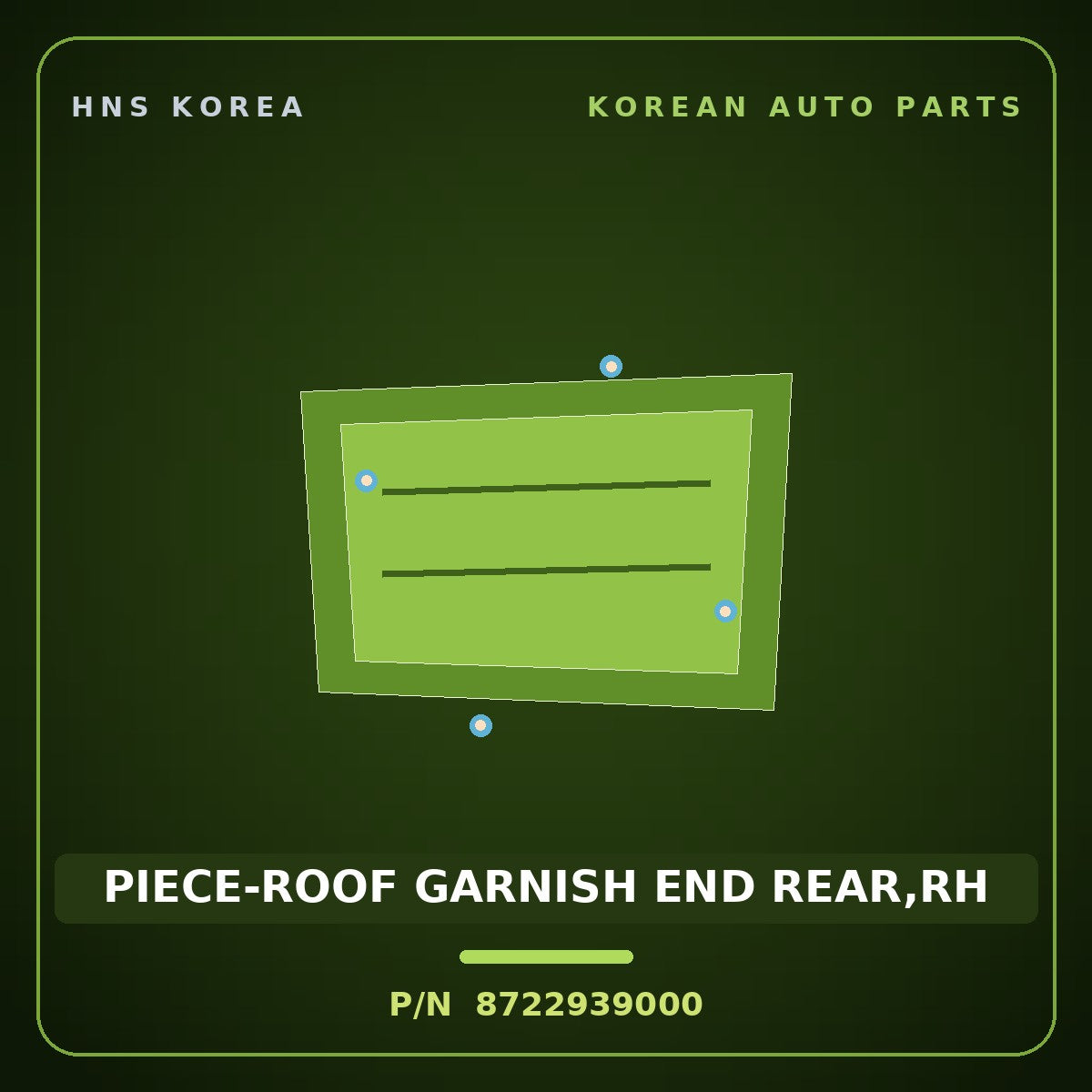 Genuine Mobis PIECE-ROOF GARNISH END REAR,RH 8722939000 for Grandeur 1999 HNS Parts Korea