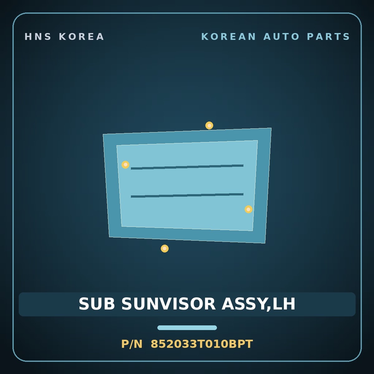 Genuine Mobis SUB SUNVISOR ASSY,LH 852033T010BPT for K9 2011 HNS Parts Korea