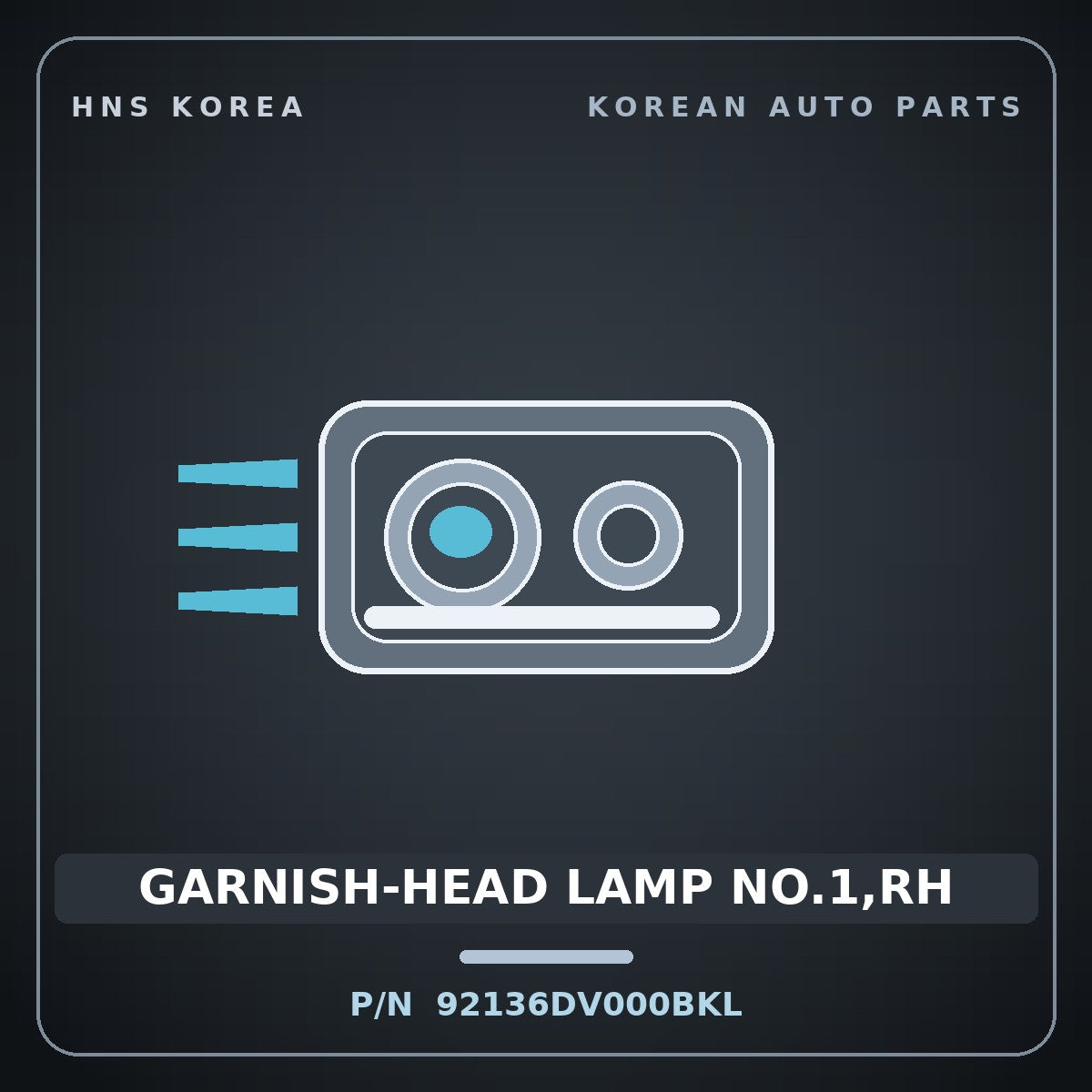 Genuine Mobis GARNISH-HEAD LAMP NO.1,RH 92136DV000BKL for Tasman 2024 HNS Parts Korea
