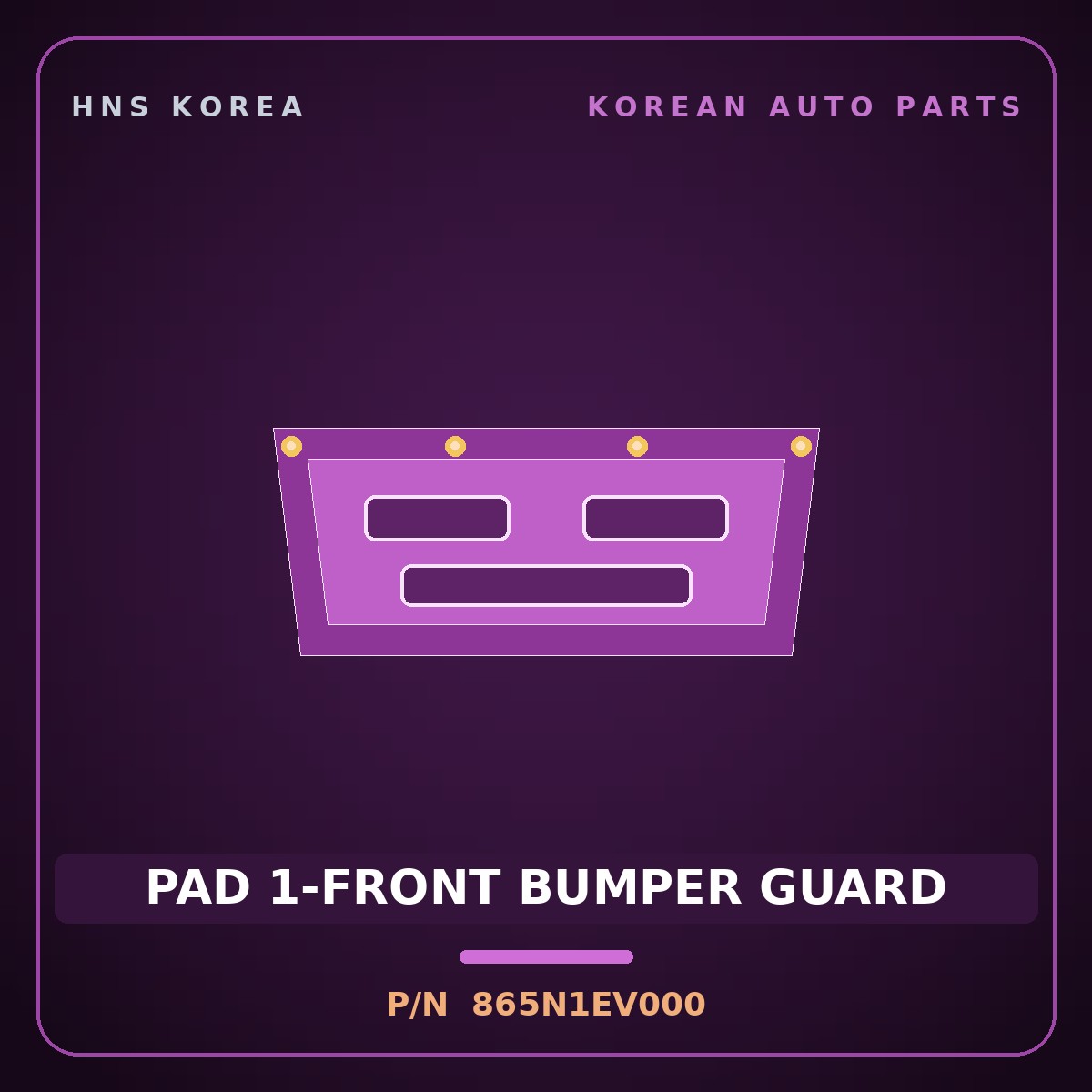 Genuine Mobis PAD 1-FRONT BUMPER GUARD 865N1EV000 for EV3 2024 HNS Parts Korea