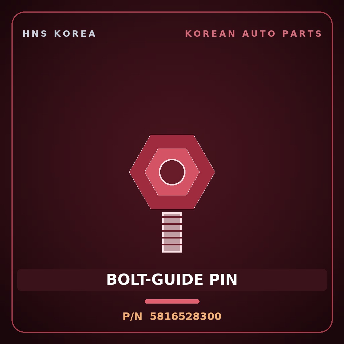 Genuine Mobis BOLT-GUIDE PIN 5816528300 for Cerato 1996 HNS Parts Korea