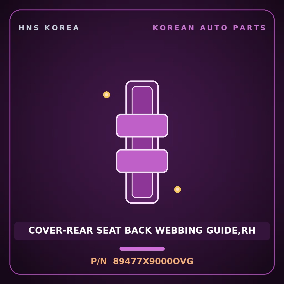 Genuine Mobis COVER-REAR SEAT BACK WEBBING GUIDE,RH 89477X9000OVG for EV5 2025 HNS Parts Korea