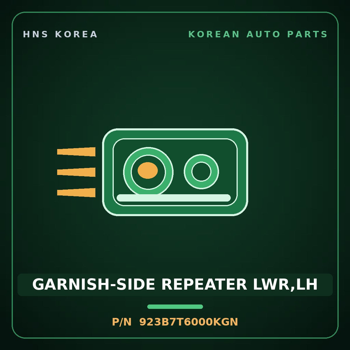 Genuine Mobis GARNISH-SIDE REPEATER LWR,LH 923B7T6000KGN for Genesis GV80 2024 HNS Parts Korea