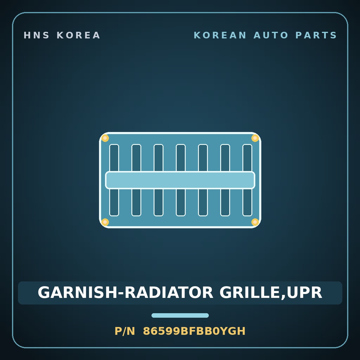 Genuine Mobis GARNISH-RADIATOR GRILLE,UPR 86599BFBB0YGH for Kona 2024 HNS Parts Korea