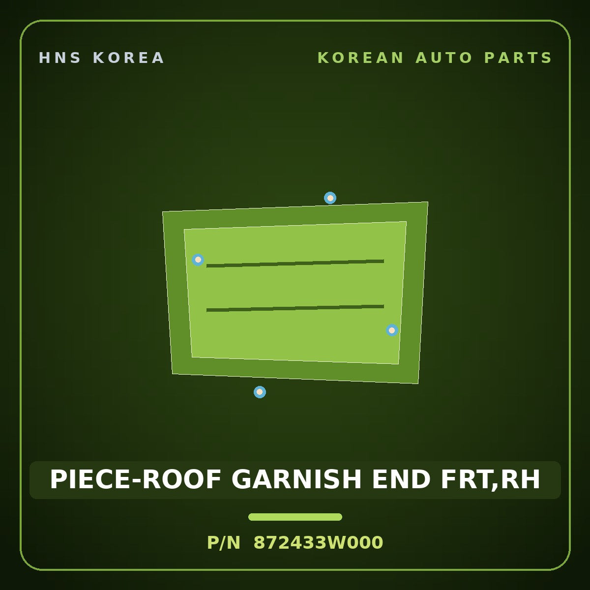 Genuine Mobis PIECE-ROOF GARNISH END FRT,RH 872433W000 for Sportage 2010 HNS Parts Korea