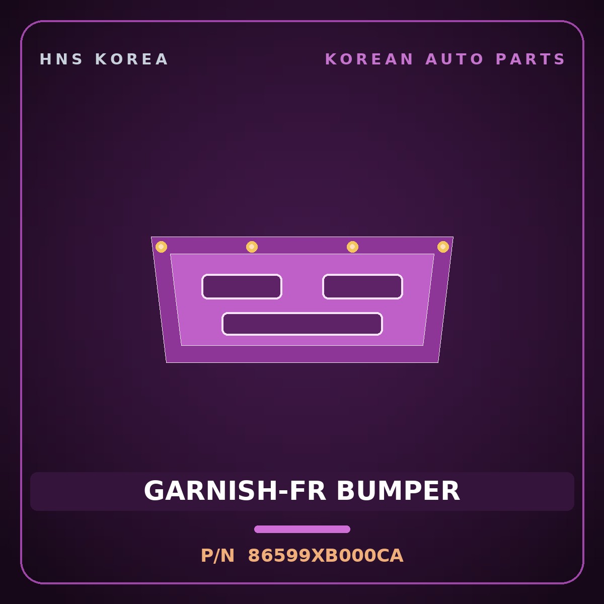 Genuine Mobis GARNISH-FR BUMPER 86599XB000CA for Elantra 2026 HNS Parts Korea