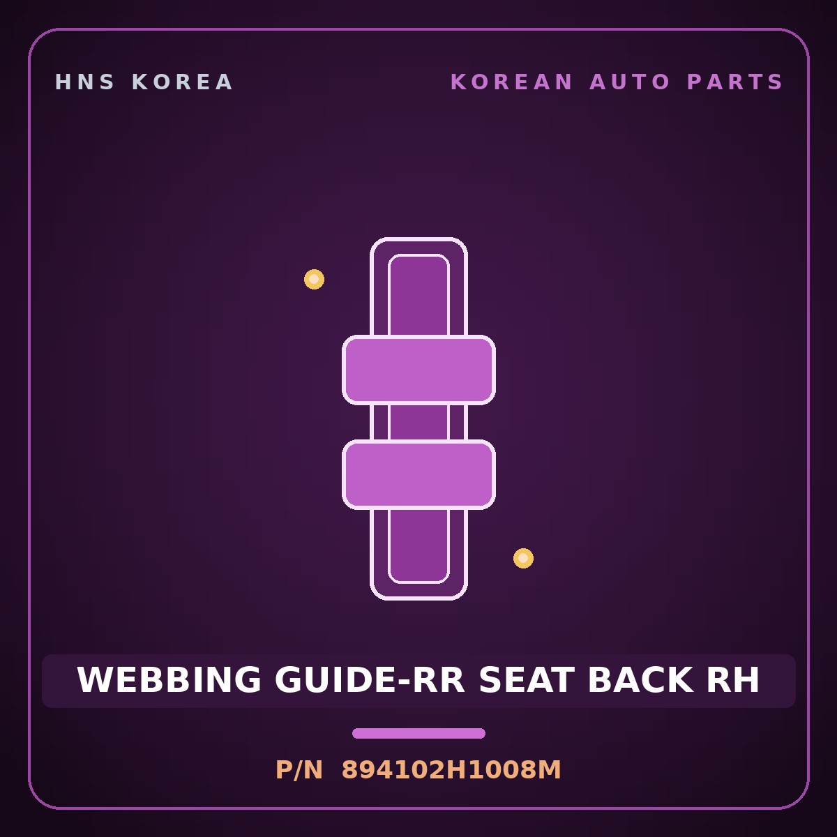 Genuine Mobis WEBBING GUIDE-RR SEAT BACK RH 894102H1008M for Avante 2006 HNS Parts Korea