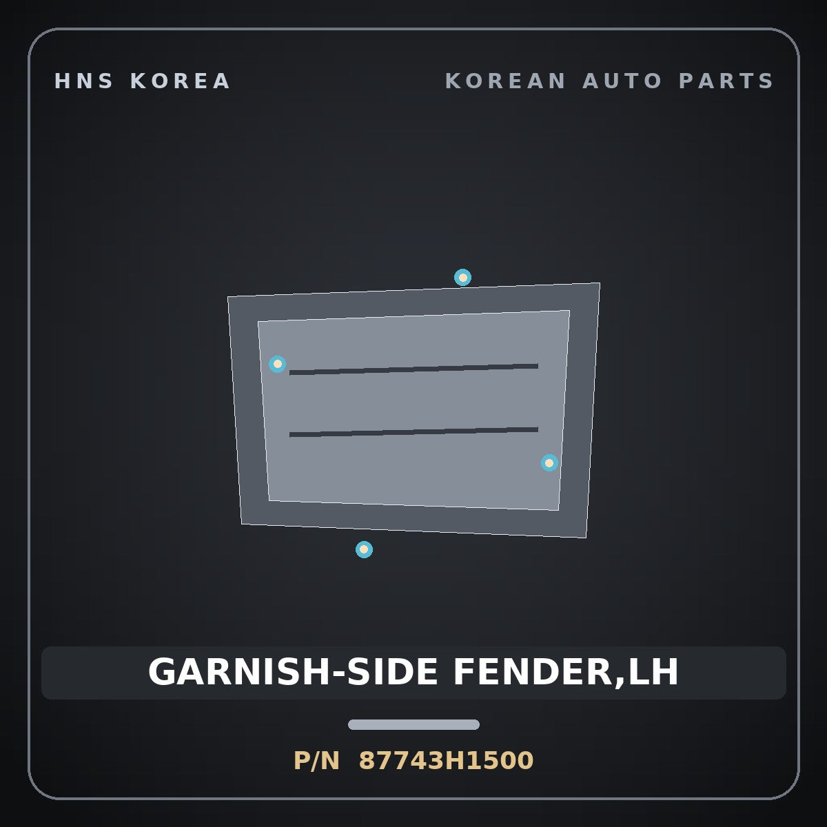 Genuine Mobis GARNISH-SIDE FENDER,LH 87743H1500 for Terracan 2000 HNS Parts Korea