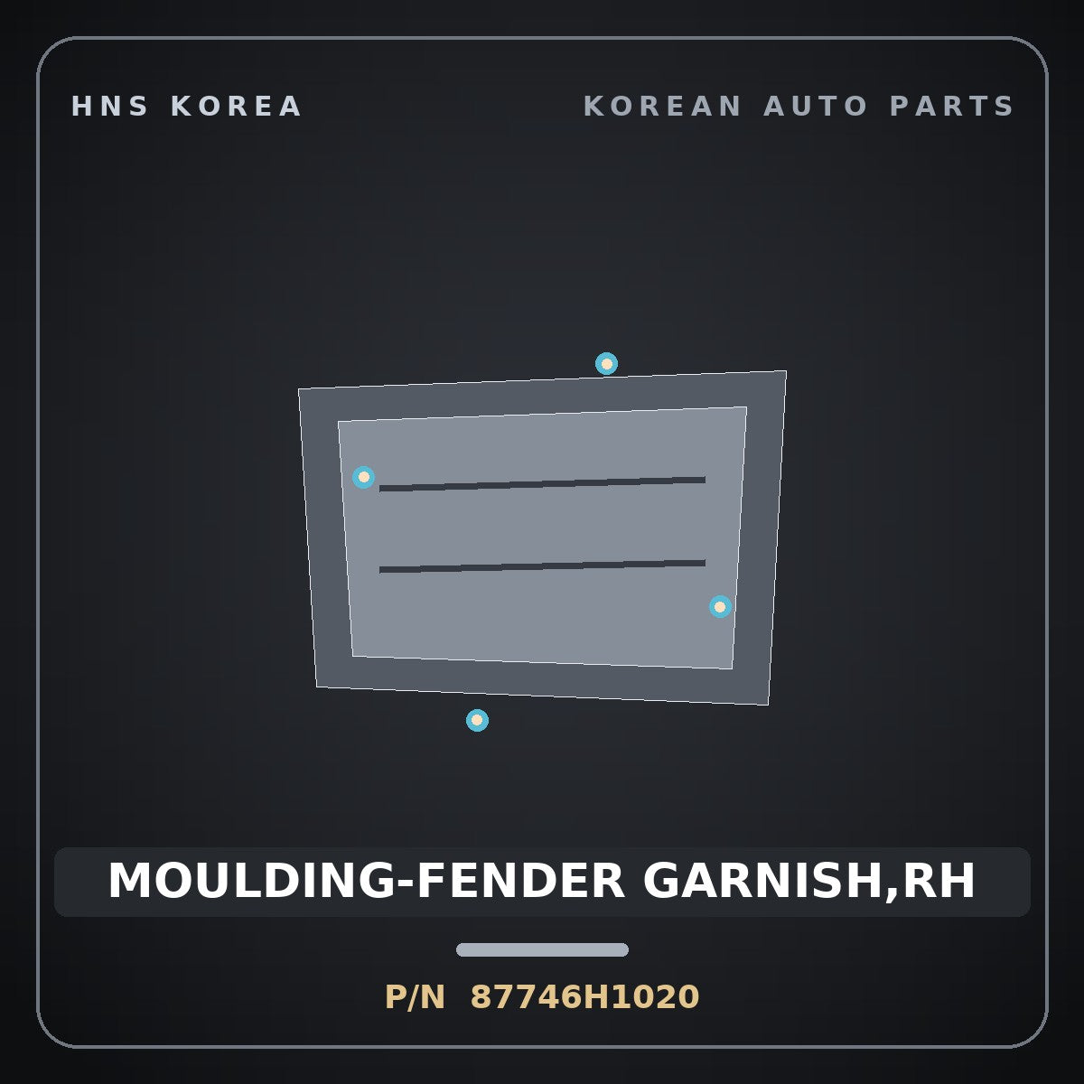 Genuine Mobis MOULDING-FENDER GARNISH,RH 87746H1020 for Terracan 2000 HNS Parts Korea