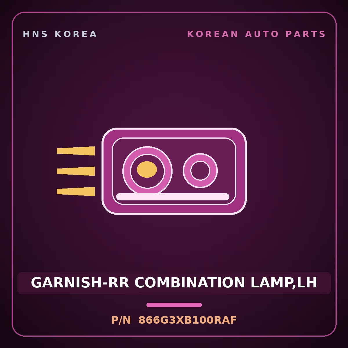 Genuine Mobis GARNISH-RR COMBINATION LAMP,LH 866G3XB100RAF for Elantra 2026 HNS Parts Korea