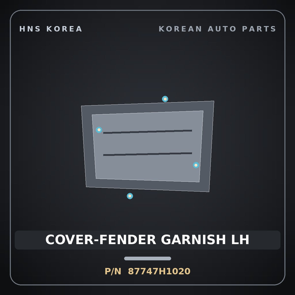Genuine Mobis COVER-FENDER GARNISH LH 87747H1020 for Terracan 2000 HNS Parts Korea