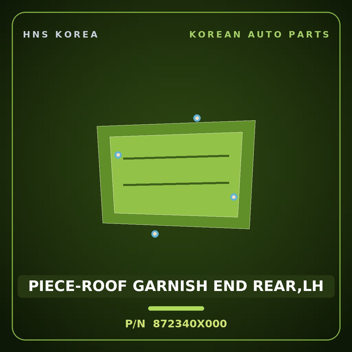 Genuine Mobis PIECE-ROOF GARNISH END REAR,LH 872340X000 for BlueOn 2011 HNS Parts Korea