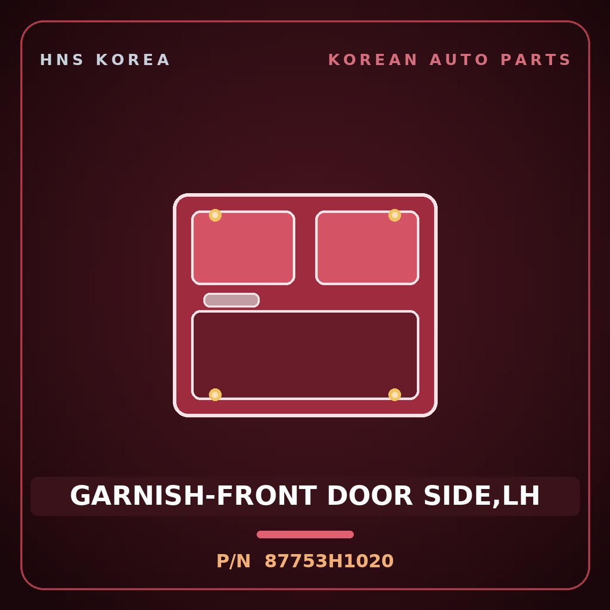 Genuine Mobis GARNISH-FRONT DOOR SIDE,LH 87753H1020 for Terracan 2000 HNS Parts Korea