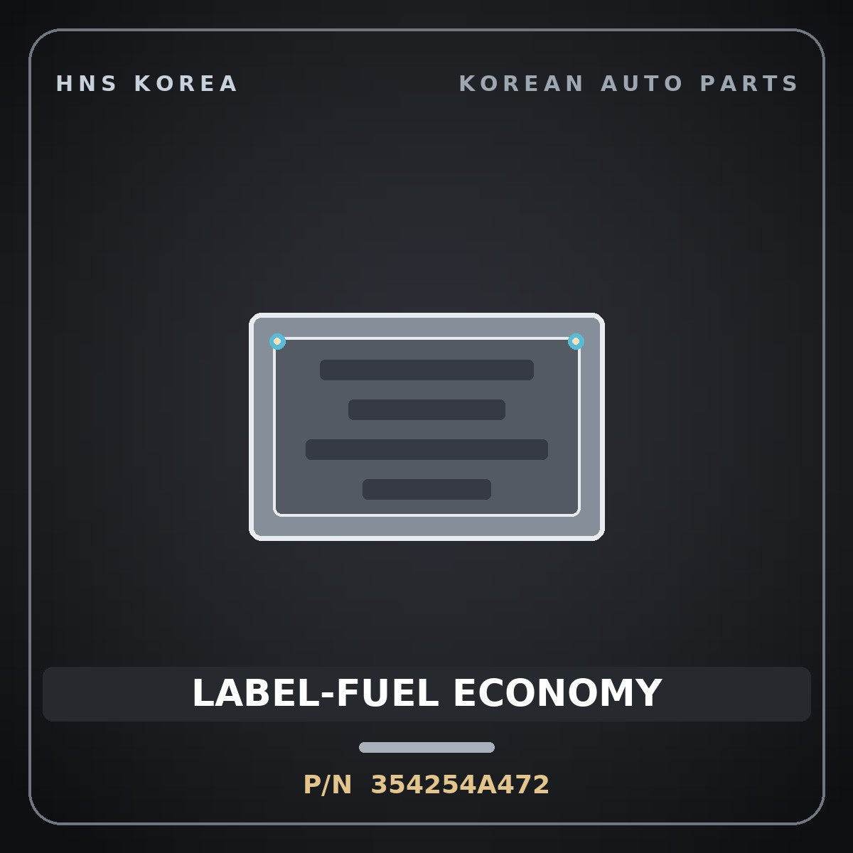 Genuine Mobis LABEL-FUEL ECONOMY 354254A472 for Porter 2020 HNS Parts Korea