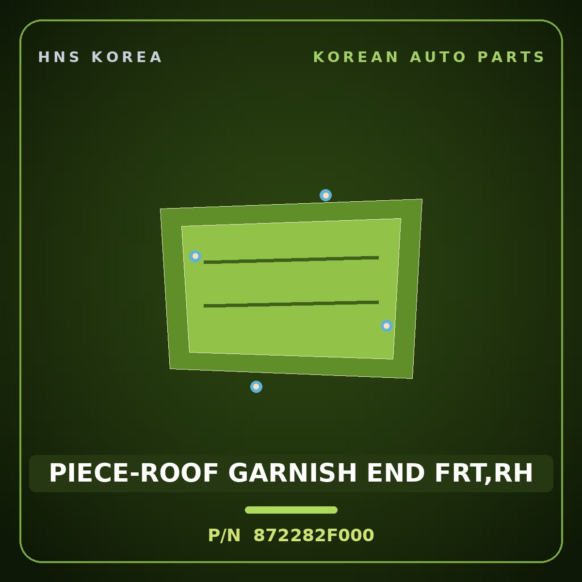Genuine Mobis PIECE-ROOF GARNISH END FRT,RH 872282F000 for Cerato 2003 HNS Parts Korea