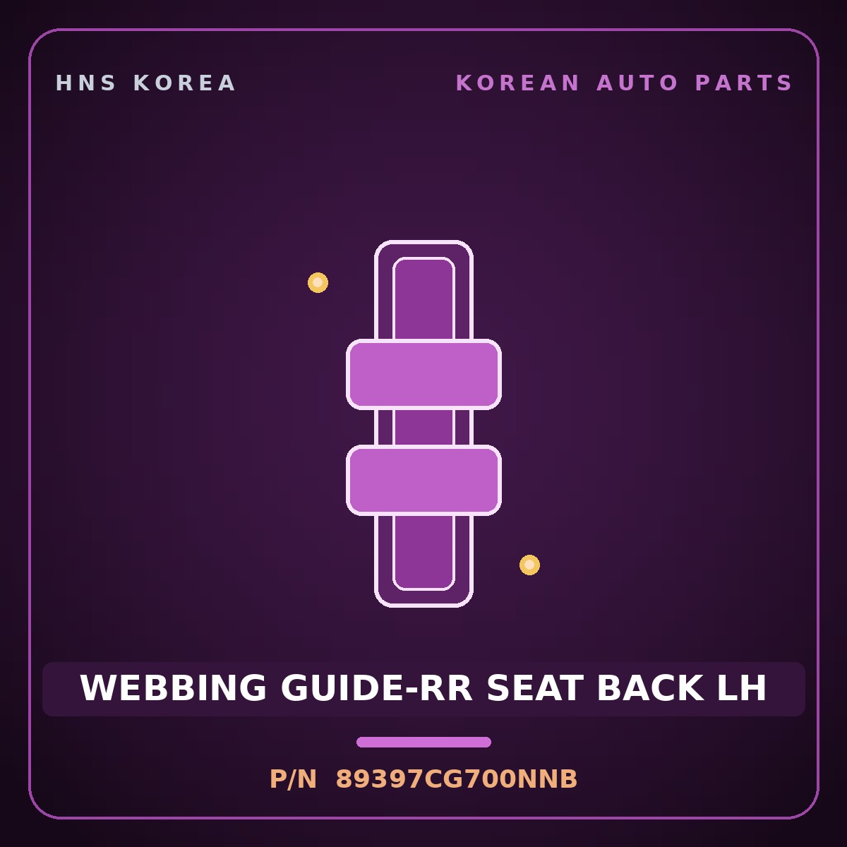 Genuine Mobis WEBBING GUIDE-RR SEAT BACK LH 89397CG700NNB for Staria 2021 HNS Parts Korea