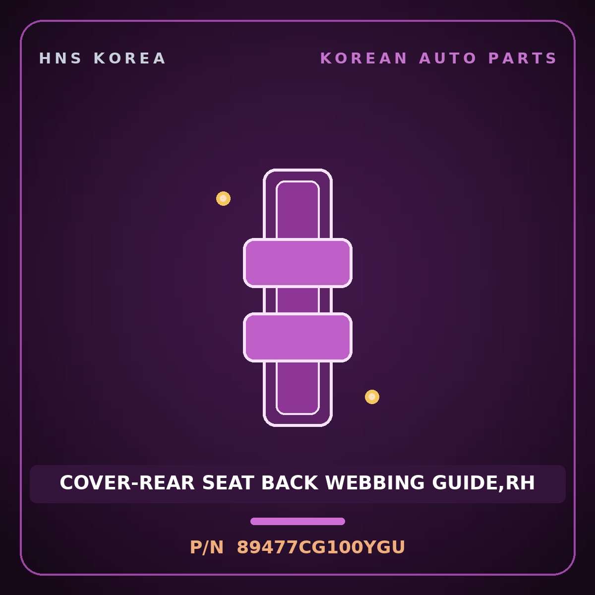 Genuine Mobis COVER-REAR SEAT BACK WEBBING GUIDE,RH 89477CG100YGU for Staria 2021 HNS Parts Korea