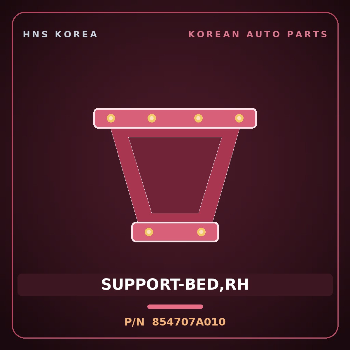 Genuine Mobis SUPPORT-BED,RH 854707A010 for 11-Ton Truck 1998 HNS Parts Korea