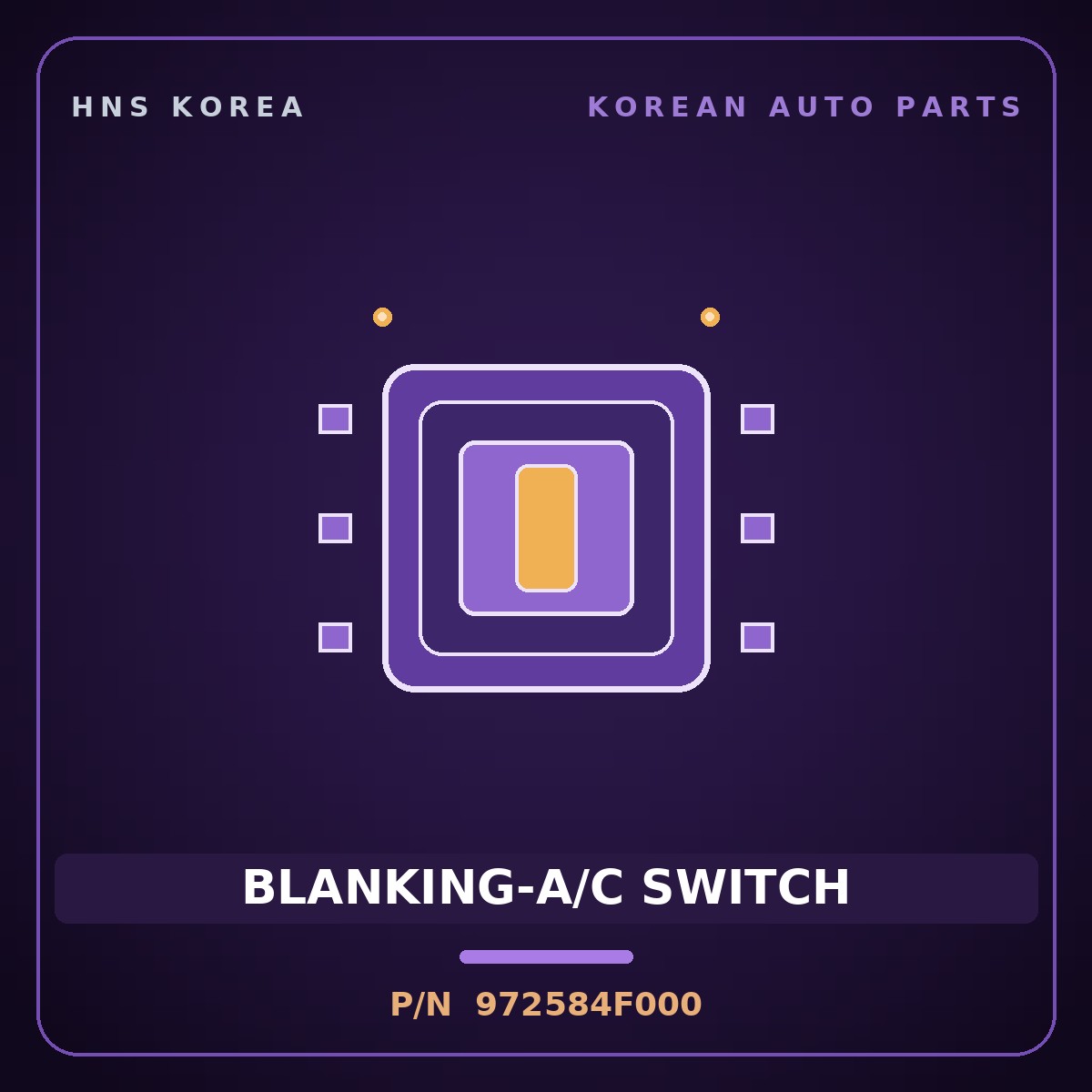 Genuine Mobis BLANKING-A/C SWITCH 972584F000 for Porter 2004 HNS Parts Korea