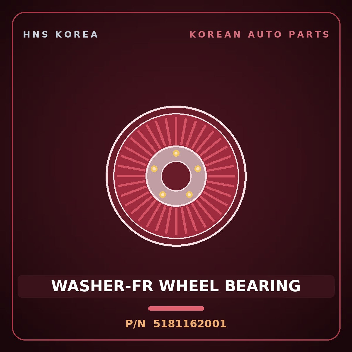 Genuine Mobis WASHER-FR WHEEL BEARING 5181162001 for 5-Ton Truck 1997 HNS Parts Korea