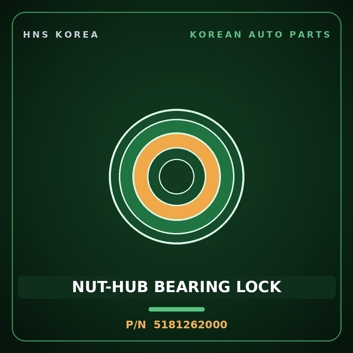 Genuine Mobis NUT-HUB BEARING LOCK 5181262000 for 5-Ton Truck 1997 HNS Parts Korea