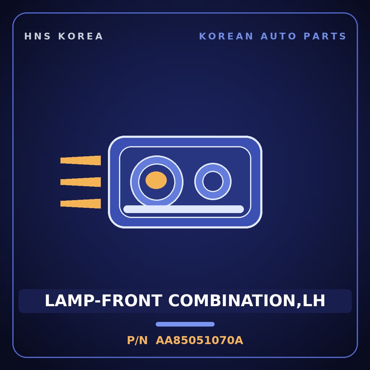 Genuine Mobis LAMP-FRONT COMBINATION,LH AA85051070A for Power Combi 1998 HNS Parts Korea