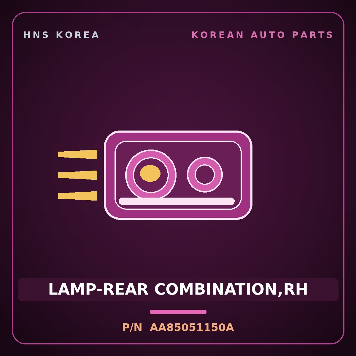 Genuine Mobis LAMP-REAR COMBINATION,RH AA85051150A for Power Combi 1998 HNS Parts Korea