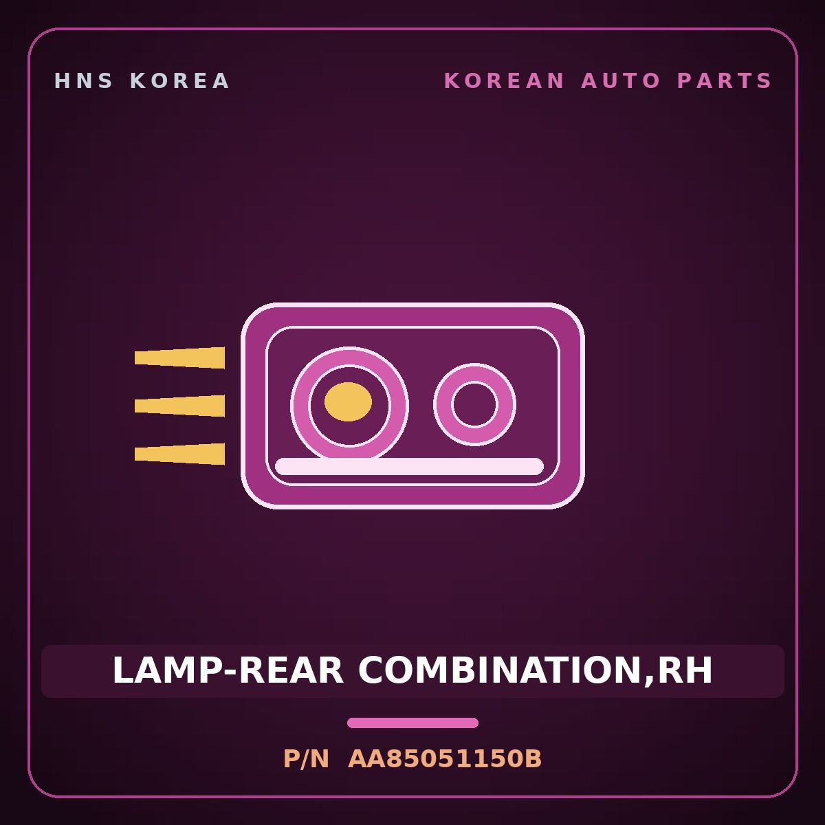 Genuine Mobis LAMP-REAR COMBINATION,RH AA85051150B for Power Combi 1998 HNS Parts Korea