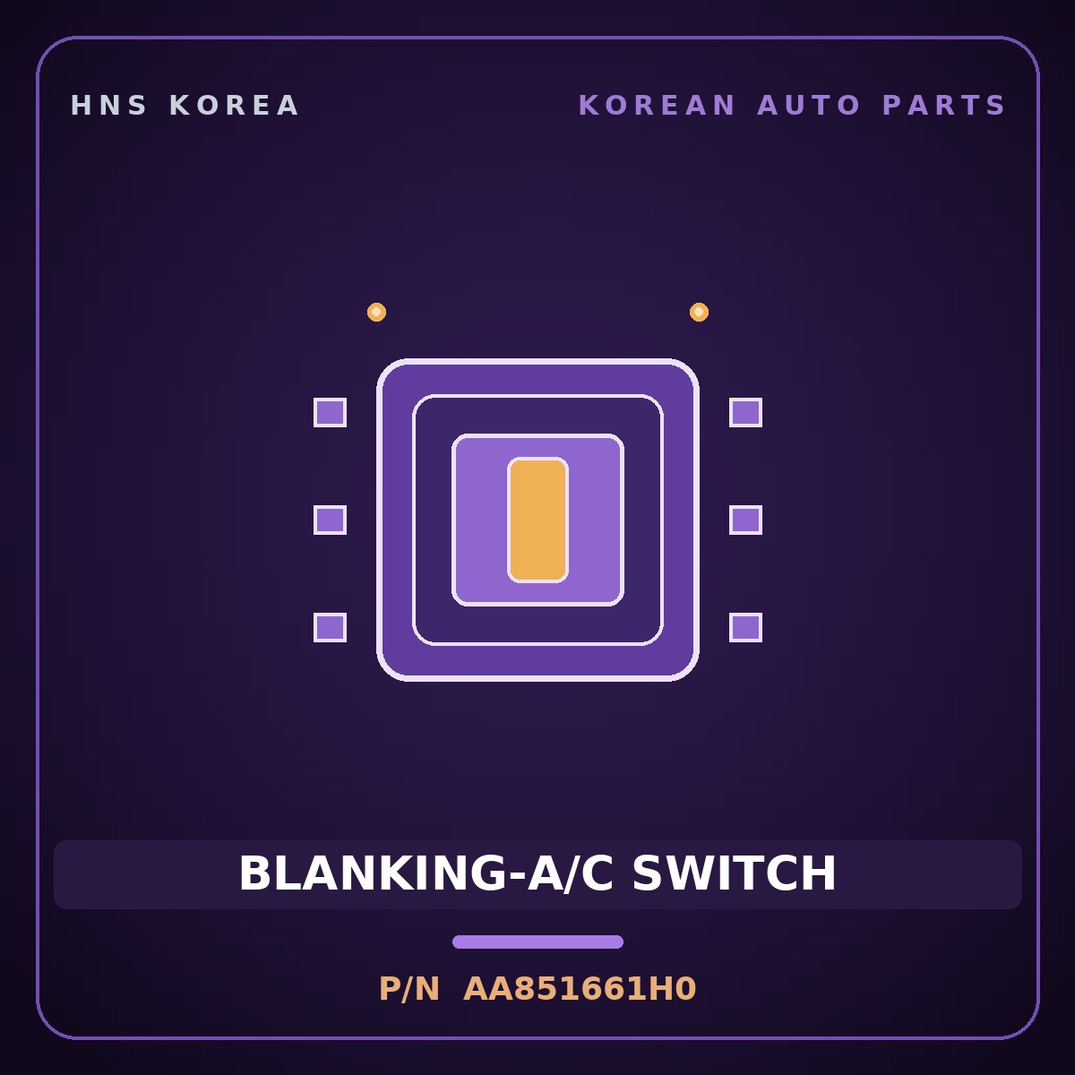 Genuine Mobis BLANKING-A/C SWITCH AA851661H0 for Power Combi 1998 HNS Parts Korea
