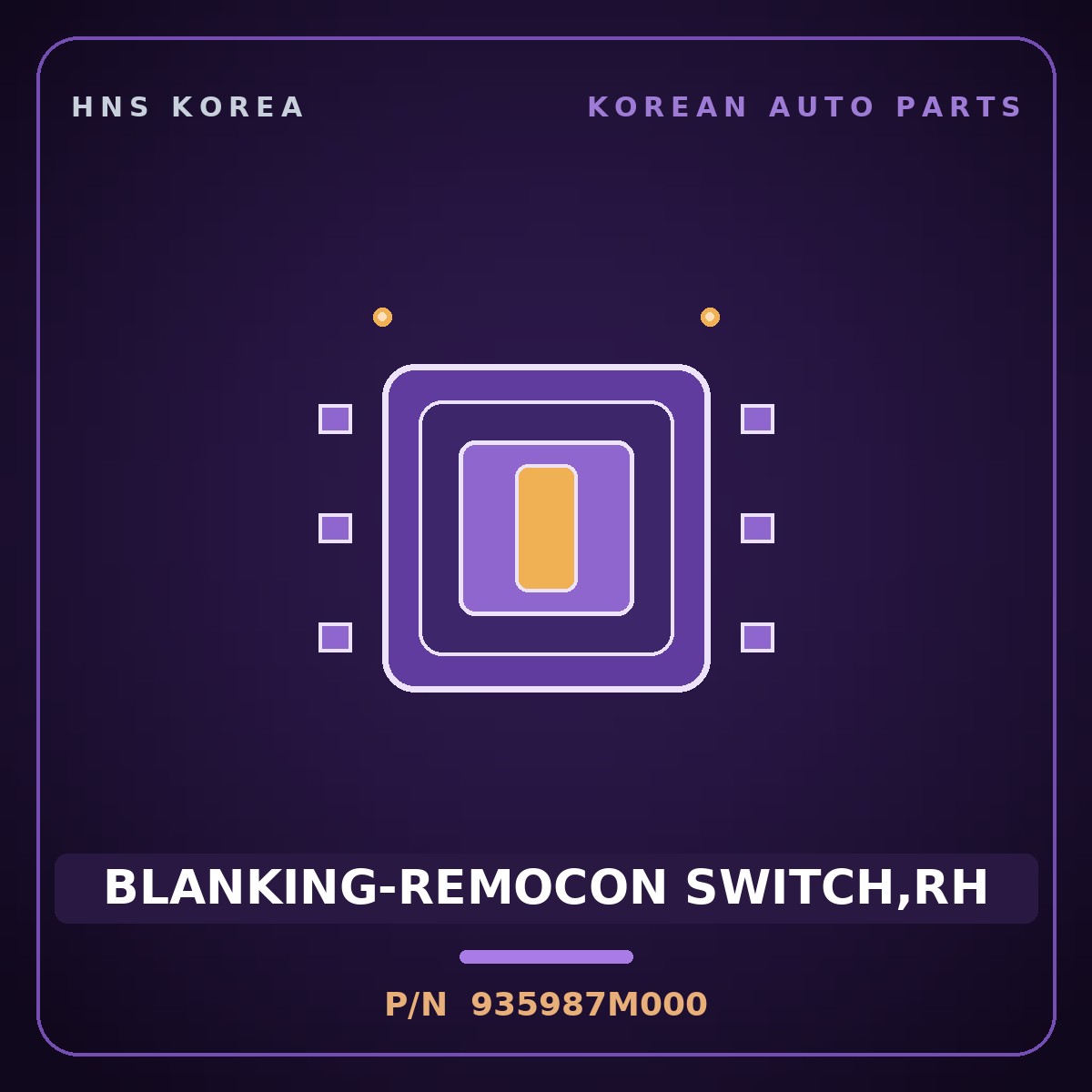 Genuine Mobis BLANKING-REMOCON SWITCH,RH 935987M000 for Aero City 2004 HNS Parts Korea